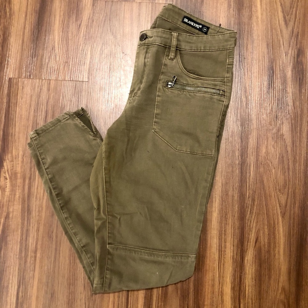 Olive Green Crop Skinny Cargo Inspired Pant